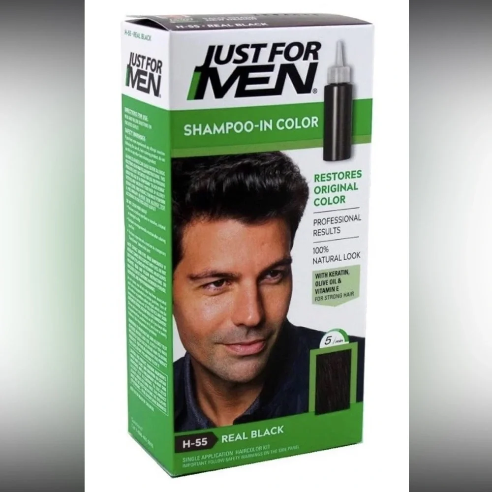 Just For Men Shampoo-in Color Jet Black & Real Black Two Pack New in Box